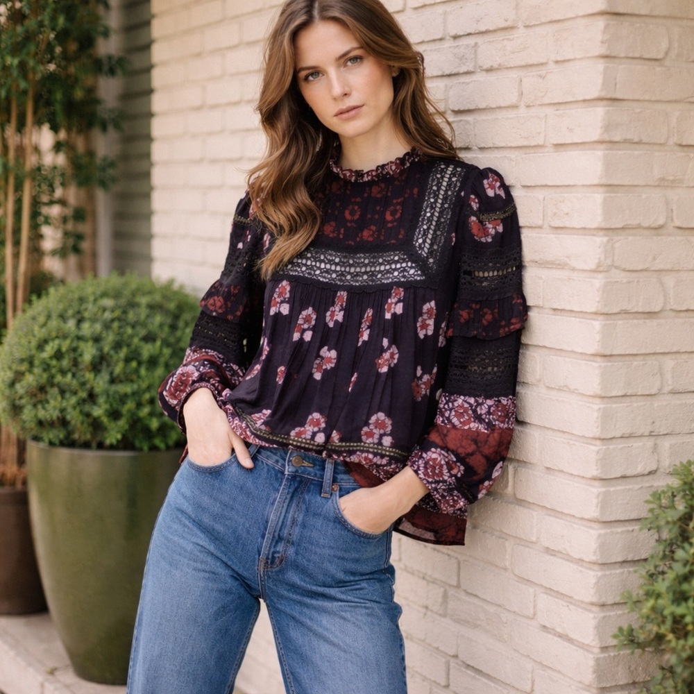 Sea New York Eloise Ruffled Printed Blouse